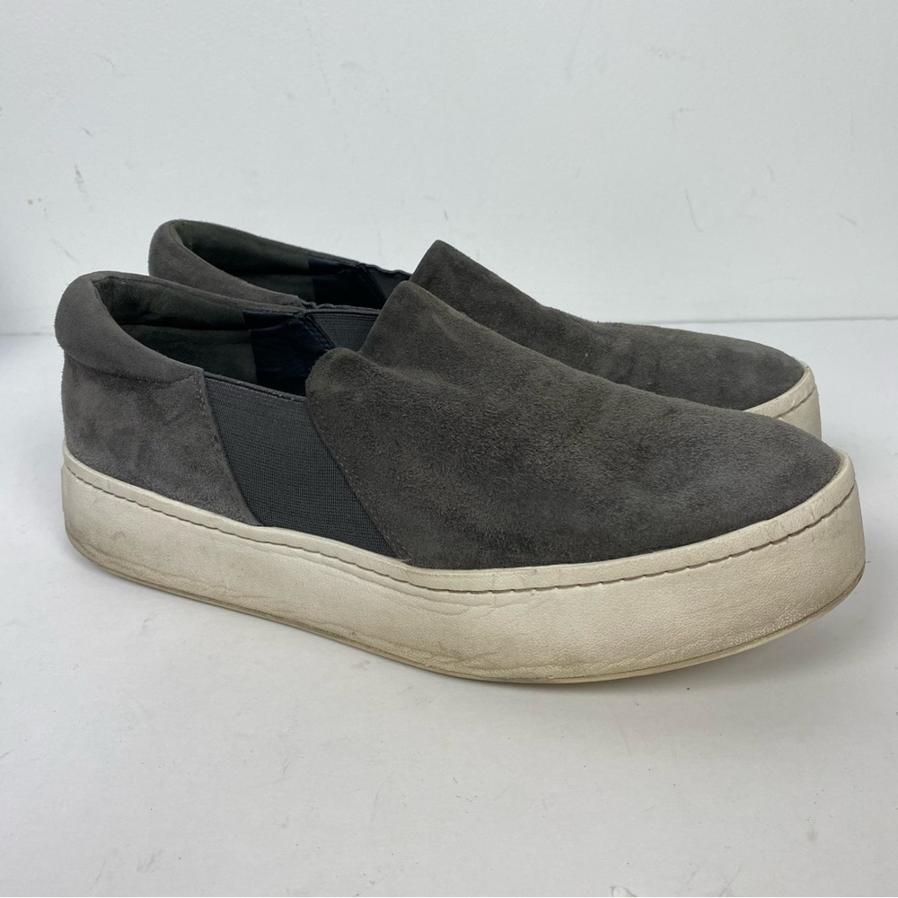 Vince Grey Gray Leather Suede Slip On Outsole Sneakers
